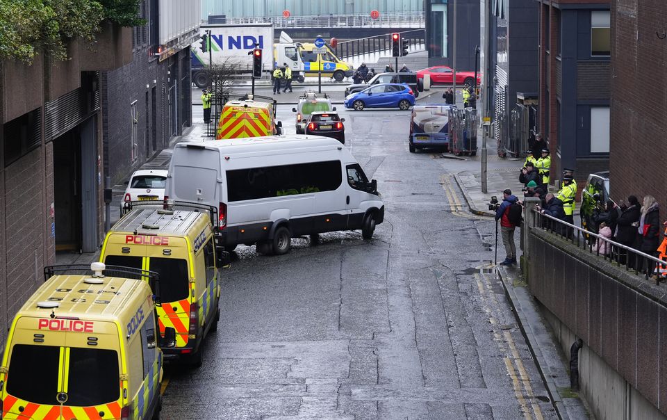 A prison van thought to contain Axel Rudakubana left Liverpool Crown Court on Monday (Peter Byrne/PA)