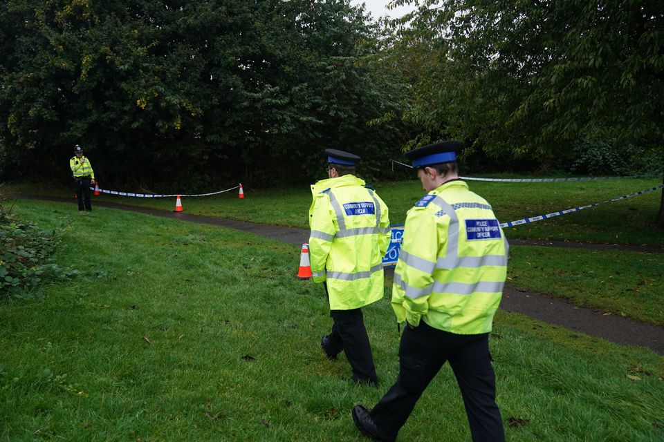 Police in Franklin Park, Leicester, last September (Jacob King/PA)