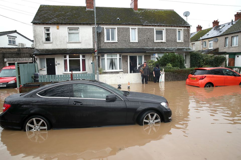 Flooding at Moat Park in Dundonald, Belfast. Photograph by Declan Roughan / Press Eye