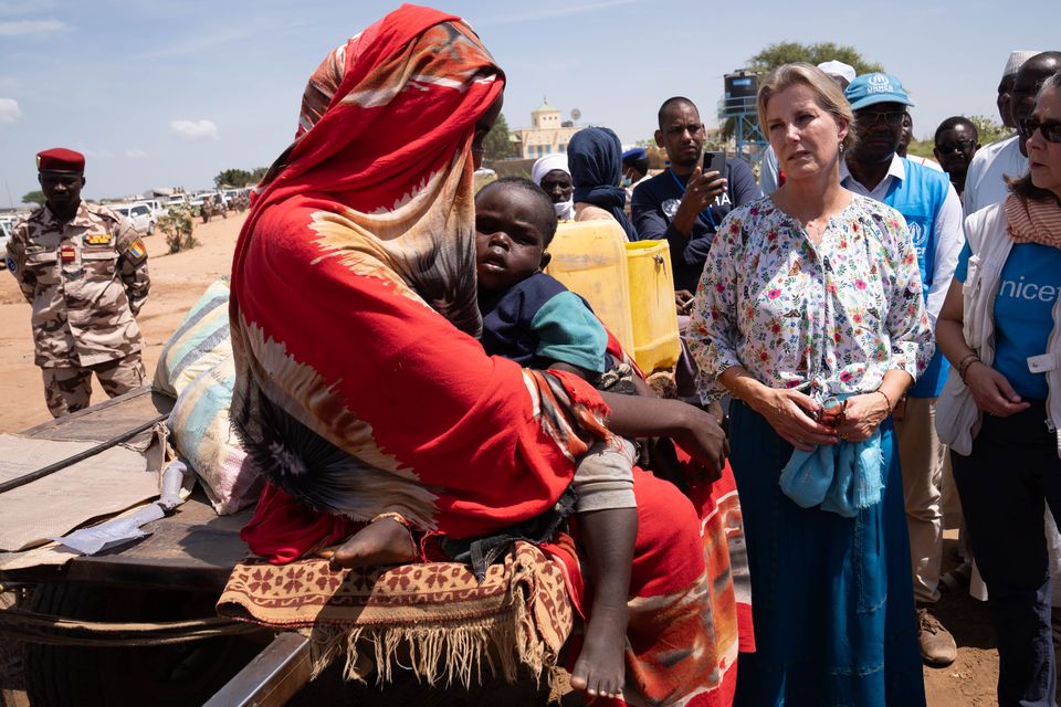 Sophie during a visit to Chad in central Africa where she met refugees crossing the border from Sudan to escape the civil war (Stefan Rousseau/PA)