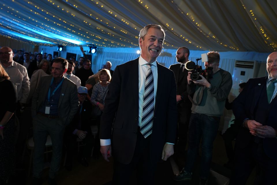 Reform UK leader Nigel Farage during the Reform UK North West Essex conference at Parklands Quendon Hall, in Quendon, Essex (Jordan Pettitt/PA)