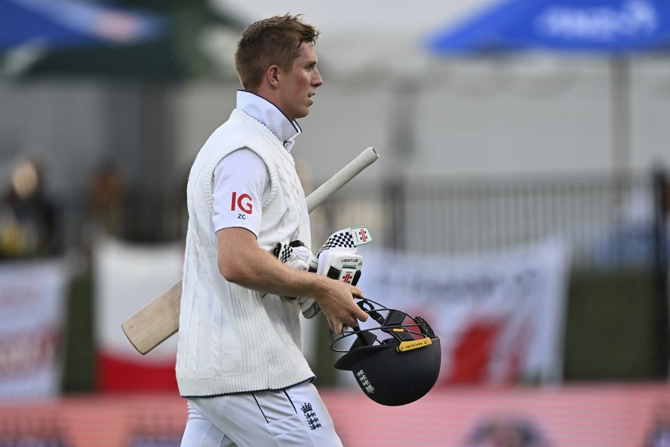 Zak Crawley reacted angrily to his dismissal (Andrew Cornaga/Photosport via AP)