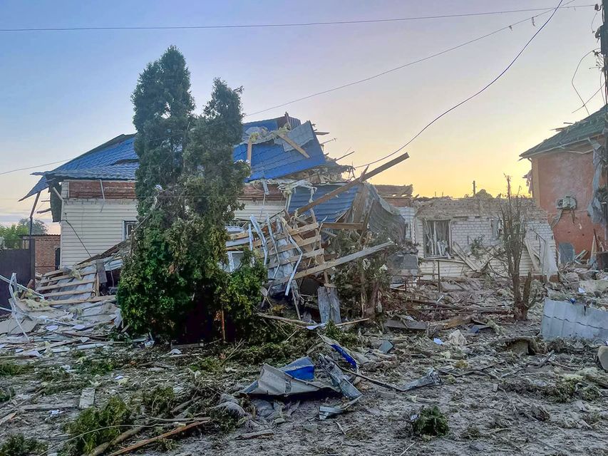 Russian officials said houses had been damaged (Governor of Kursk region telegram channel via AP)