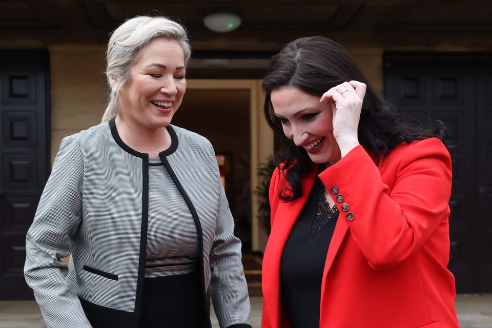 First Minister of Northern Ireland Michelle O’Neill with deputy First Minister Emma Little-Pengelly (Liam McBurney/PA)