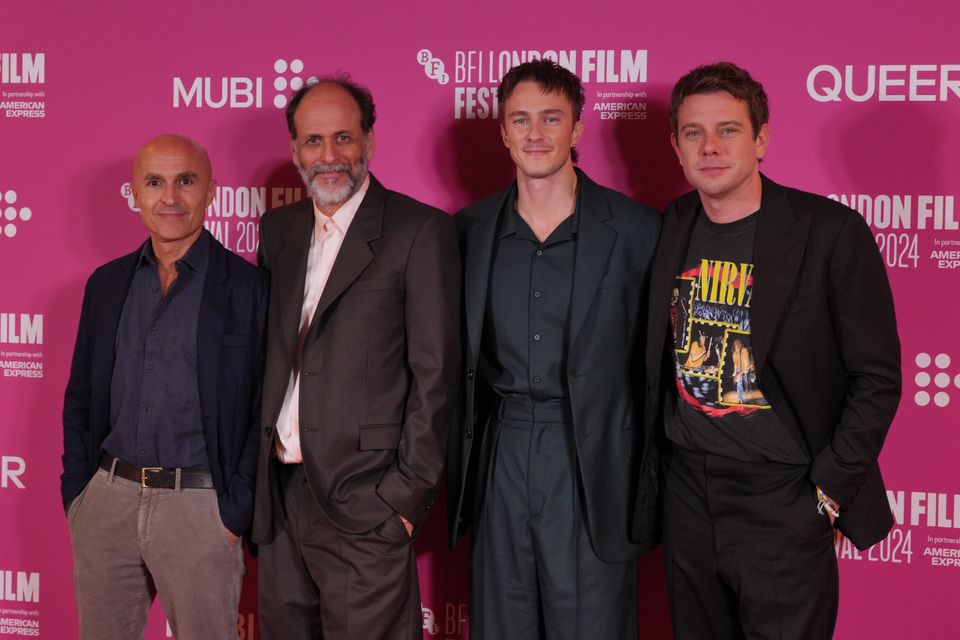 (left to right) Producer Lorenzo Mieli, director Luca Guadagnino, actor Drew Starkey, and JW Anderson (Jonathan Brady/PA)