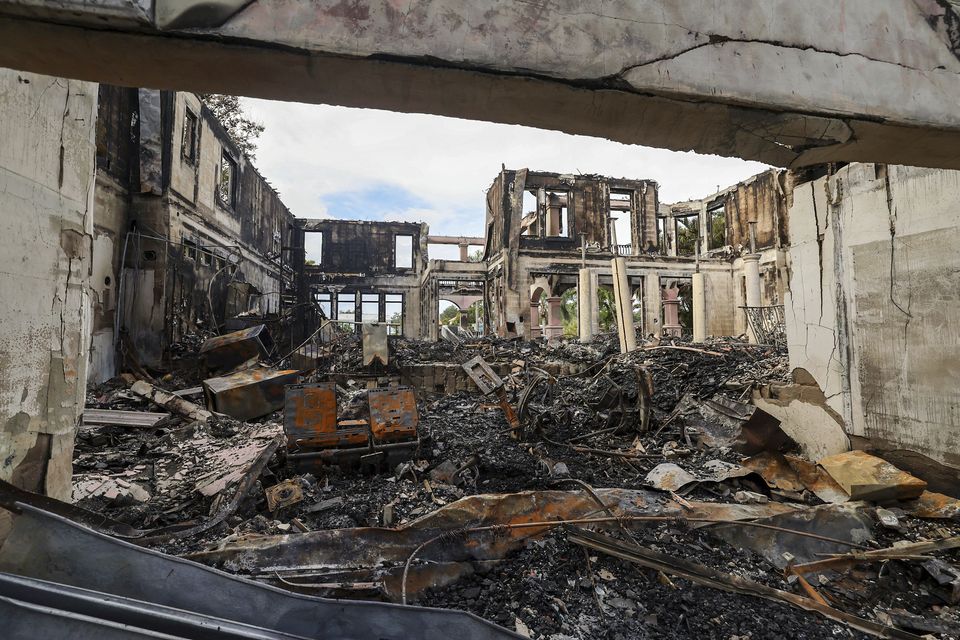 The remains of a home on Davis Island that burned during Hurricane Helene in Tampa, Florida (Mike Carlson/AP)