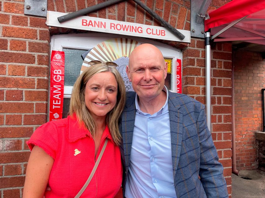 Hannah's proud parents Sharon and Malcolm at Bann Rowing Club