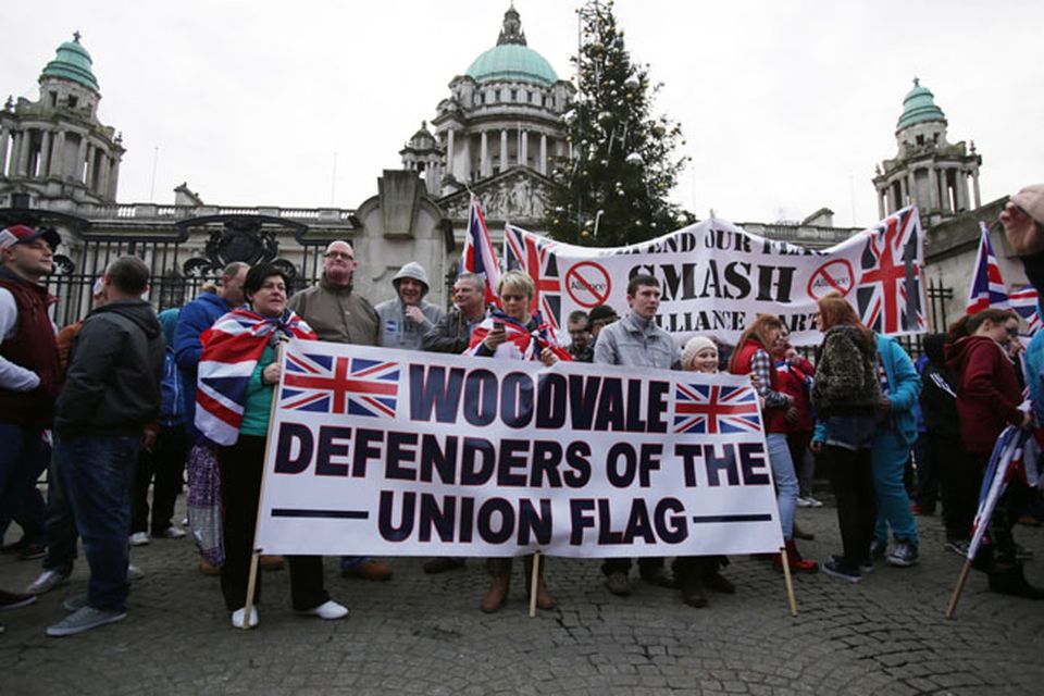 Loyalist protestors converge on Belfast city hall. Picture date: Saturday January 5, 2013