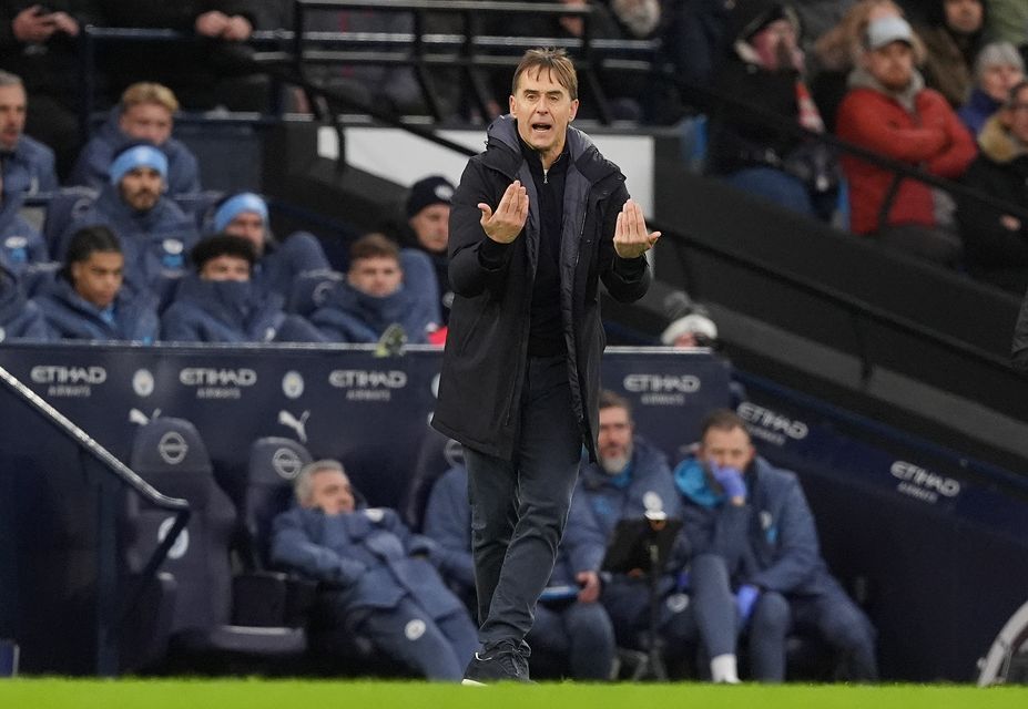 West Ham United manager Julen Lopetegui gestures on the touchline (Martin Rickett/PA)