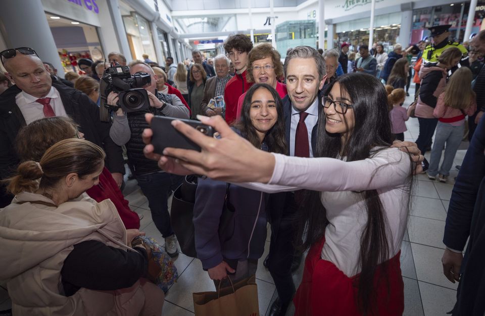 Taoiseach Simon Harris while canvassing in Limerick (Fergal Phillips/Fine Gael/PA)