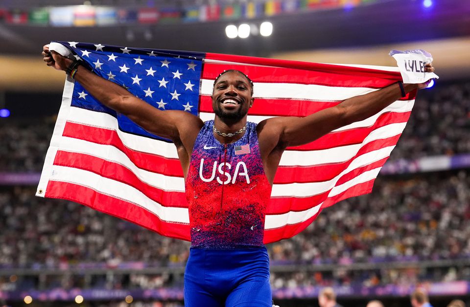 Noah Lyles took 100 metres gold in a photo finish at the Stade de France (Martin Rickett/PA)