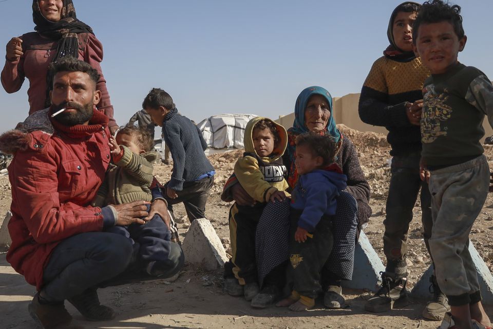 Internally displaced people in a camp in Tabqa city, Raqqa governorate, northern Syria (Hogir El Abdo/AP)