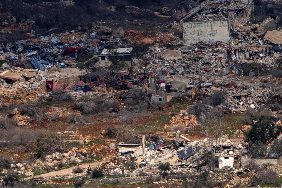 Destroyed buildings can be seen in an area of the village of Odaisseh in southern Lebanon, located next to the Israeli-Lebanese border (AP)