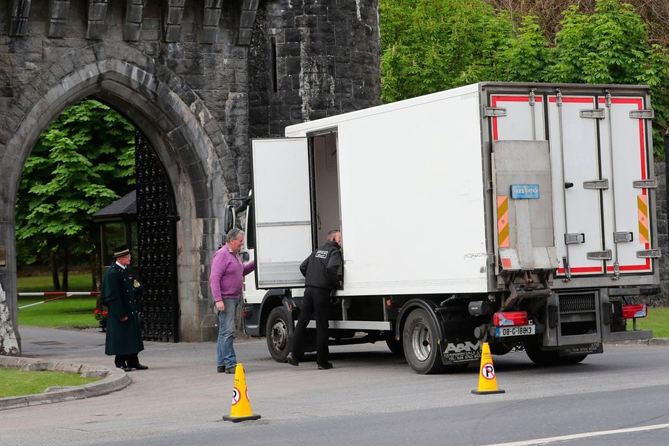 Security check a van outside Ashford Castle in Co Mayo, where golf star Rory McIlroy is to marry Erica Stoll. Pic Niall Carson/PA Wire