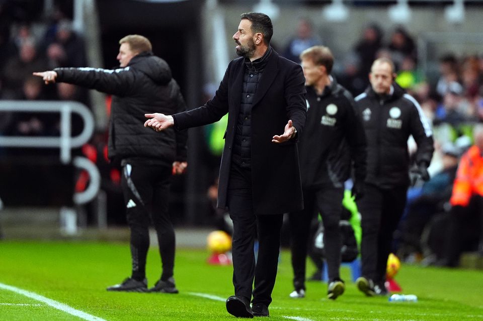 Leicester boss Ruud van Nistelrooy saw his side succumb to a 4-0 defeat at Newcastle (Owen Humphreys/PA)