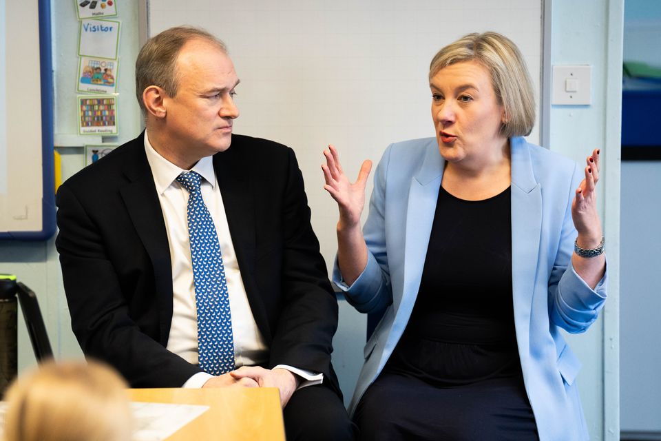 Liberal Democrat leader Sir Ed Davey and MP Lisa Smart (James Manning/PA)