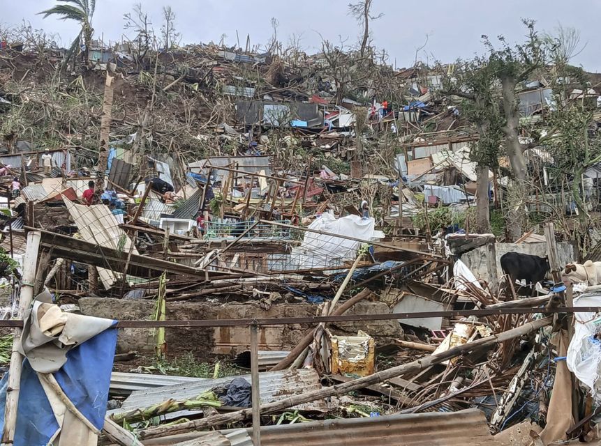 An area of the French territory of Mayotte after Cyclone Chido caused extensive damage (Medecins du Monde via AP)