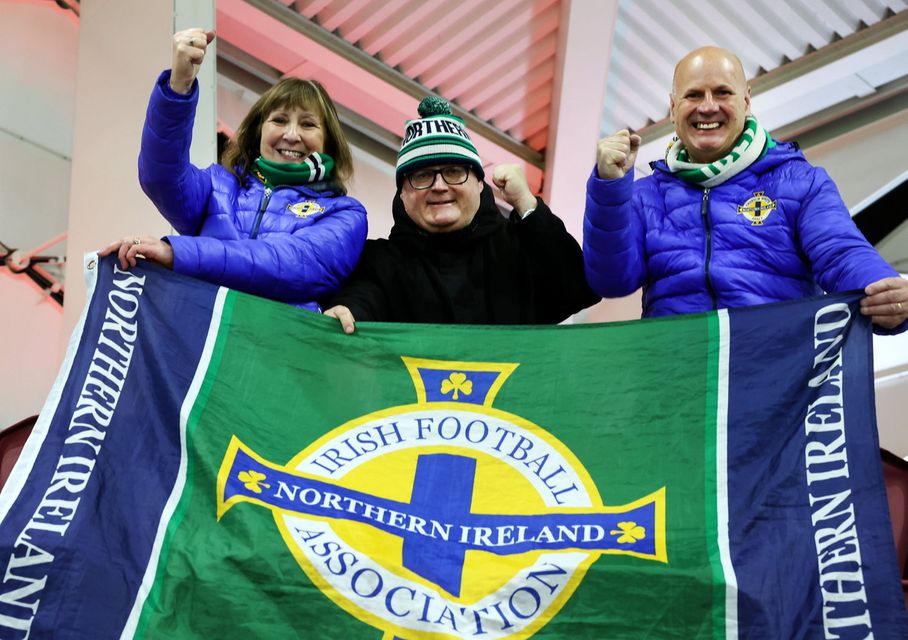 Presseye Ltd, Belfast, Northern Ireland - 18th November 2024 :  Photo by William Cherry/Presseye 
  
Northern Ireland fans at the Stade de Luxembourg for Monday night’s UEFA Nations League game against Luxembourg.   Photo by William Cherry/Presseye