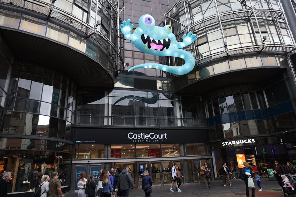 A giant inflatable monster at Castlecourt shopping centre on Monday Oct 28, 2024.  Belfast One as brought the giant monsters for Halloween in various locations across the centre of Belfast.  Picture by Peter Morrison