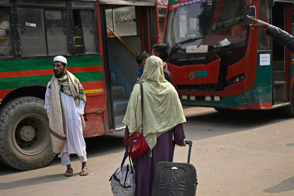 Authorities arranged buses as an alternative, but they were not enough to meet demand (Mahmud Hossain Opu/AP)