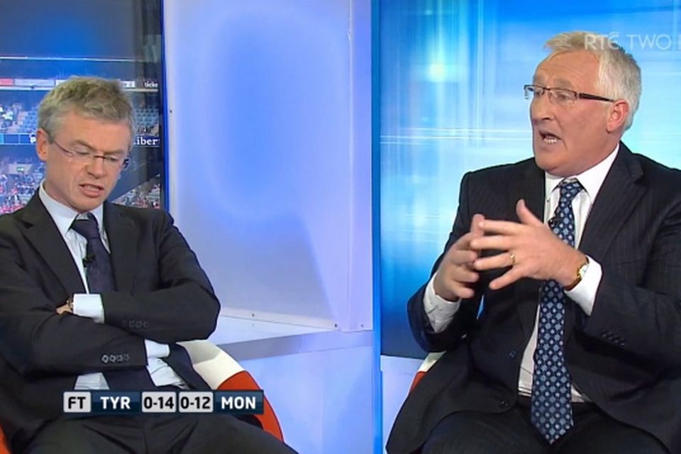 RTÉ Pundit Joe Brolly (left) speaks passionately about the tactics employed by Tyrone and Sean Kavanagh in their All-Ireland quarter final with Monaghan at Croke Park