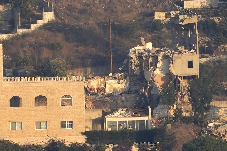 A house destroyed by an Israeli airstrike on Khiam village, south Lebanon (Hussein Malla/AP)