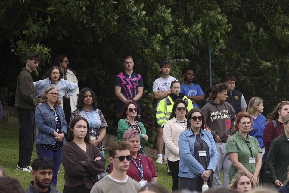 Handout photo of people attending a memorial event at the University of Nottingham to mark the first anniversary of three people stabbed to death by Valdo Calocane.