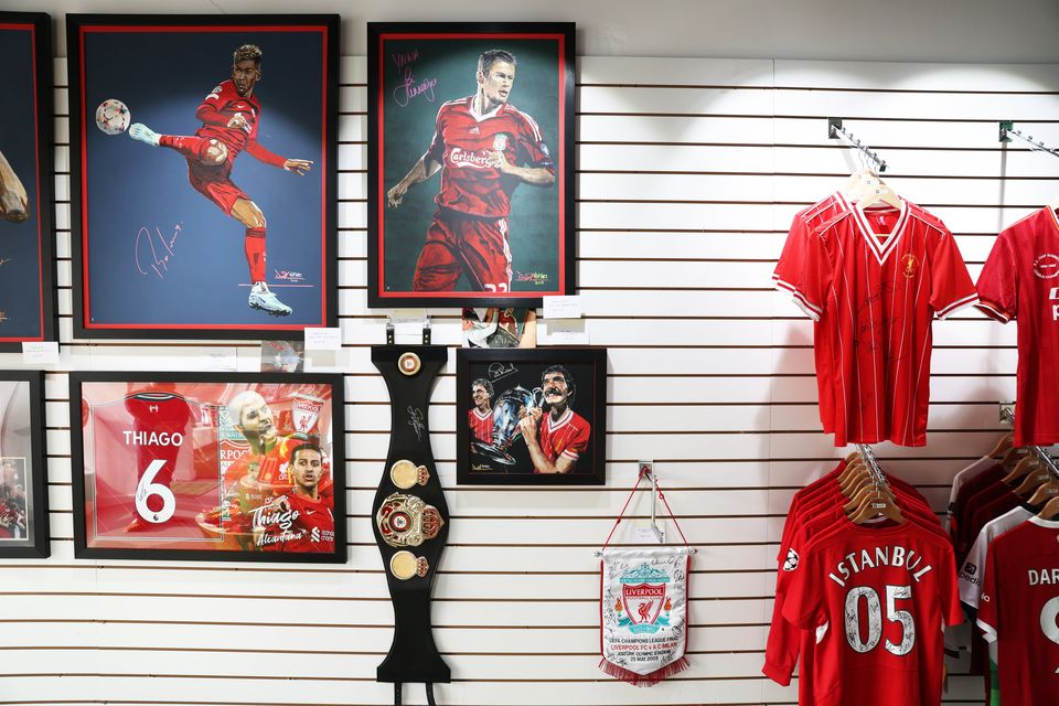 Some of the Liverpool pieces in Carl's shop  (Picture by Peter Morrison)