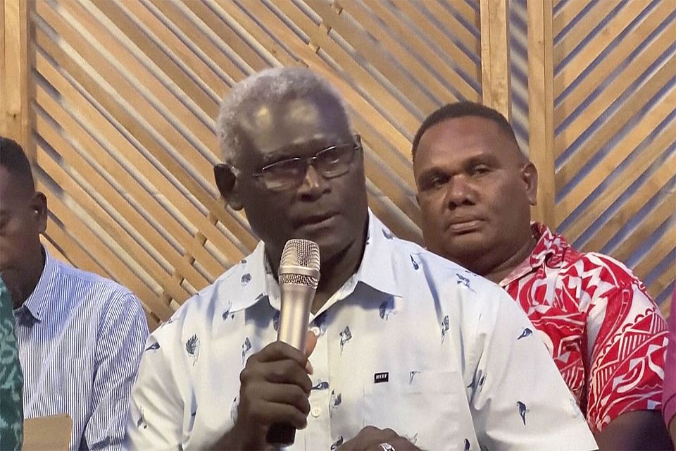 Manasseh Sogavare had hoped to become the first Solomons prime minister to maintain power in consecutive four-year terms (Australian Broadcasting Corporation via AP)