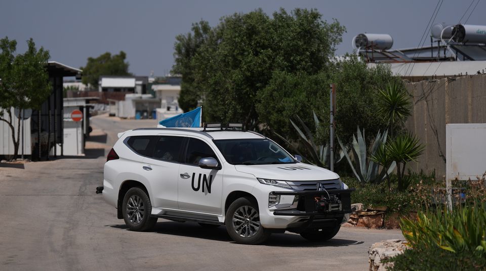 A UN patrol vehicle at Camp Shamrock in Debel during a visit by Tanaiste Micheal Martin to Lebanon to meet Irish troops (Niall Carson/PA)