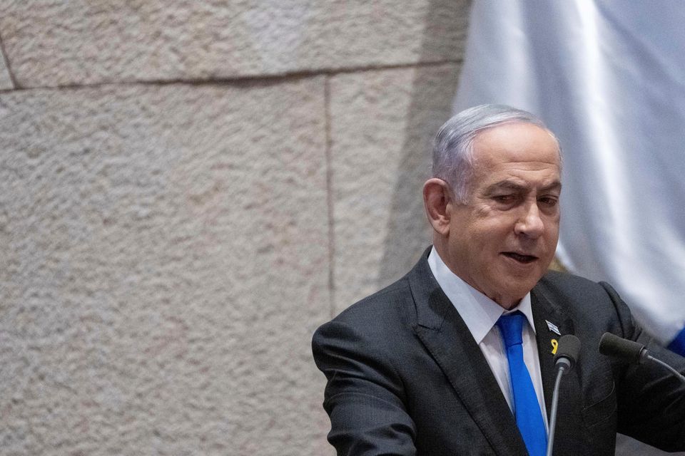 Israeli Prime Minister Benjamin Netanyahu addresses legislators in the Knesset (Ohad Zwigenberg/AP)