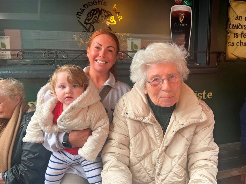 Mary McCaffrey with granddaughter, Ciara and great granddaughter, Clodagh