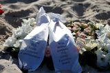 thumbnail: Tributes remain on the beach near the RIU Imperial Marhaba hotel in Sousse, Tunisia, following the terror attacks on the beach. PRESS ASSOCIATION Photo. Picture date: Wednesday July 1, 2015. The number of British tourists killed in the Tunisia terrorist attack who have been positively identified has reached 29, Foreign Secretary Philip Hammond said. See PA POLICE Tunisia stories. Photo credit should read: Steve Parsons/PA Wire
