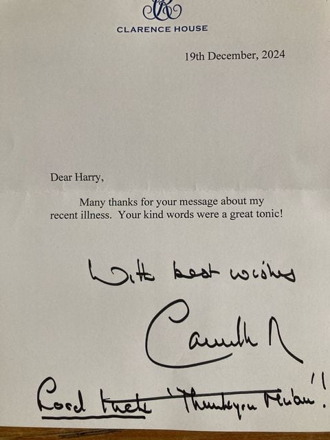 Camilla wished the racehorse luck in a letter back to schoolboy Harry Adams (Rupert Adams/PA)