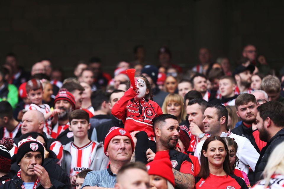 2024 Sports Direct FAI Cup Final, Aviva Stadium, Dublin 10/11/2024
Drogheda V Derry City
Derry fans before the game
Mandatory Credit ©INPHO/Lorcan Doherty