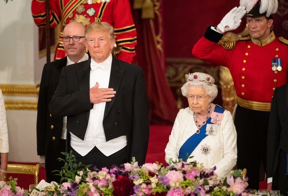 Donald Trump and and Elizabeth II during the State Banquet (Dominic Lipinski/PA)