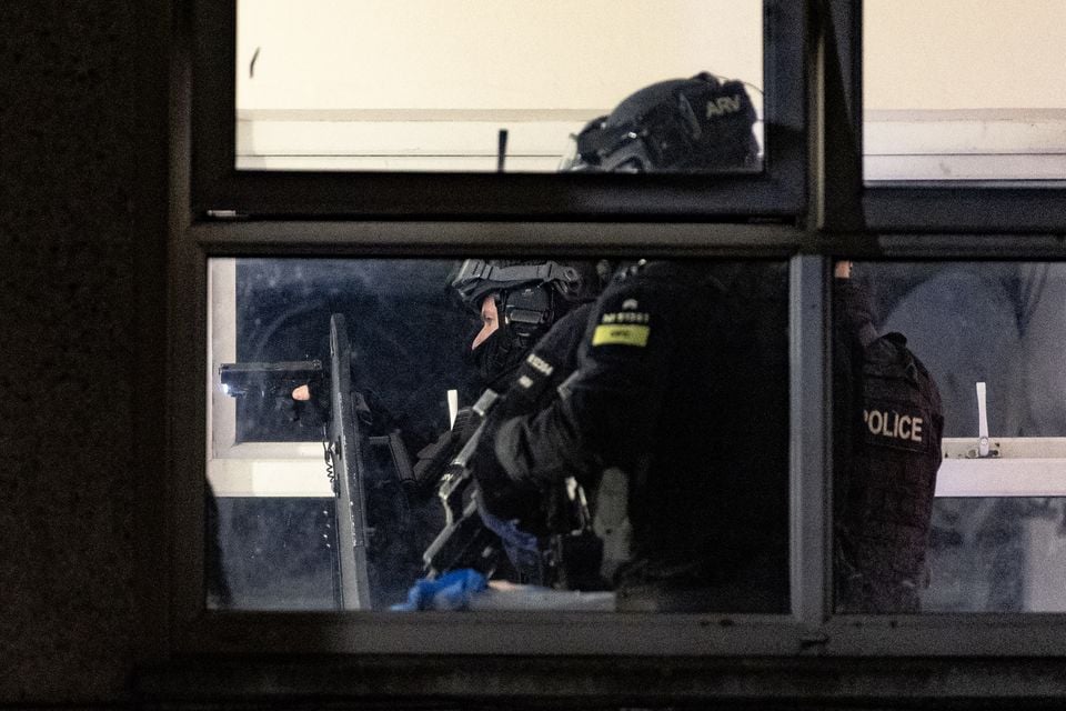 Armed response officers attend reports of a death in a property in the Corrainey Park area of Dungannon on February 28th 2025 (Photo by Kevin Scott)
