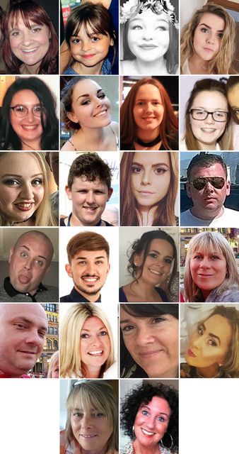 The 22 victims of the Manchester Arena terror attack in 2017 (Greater Manchester Police/PA)