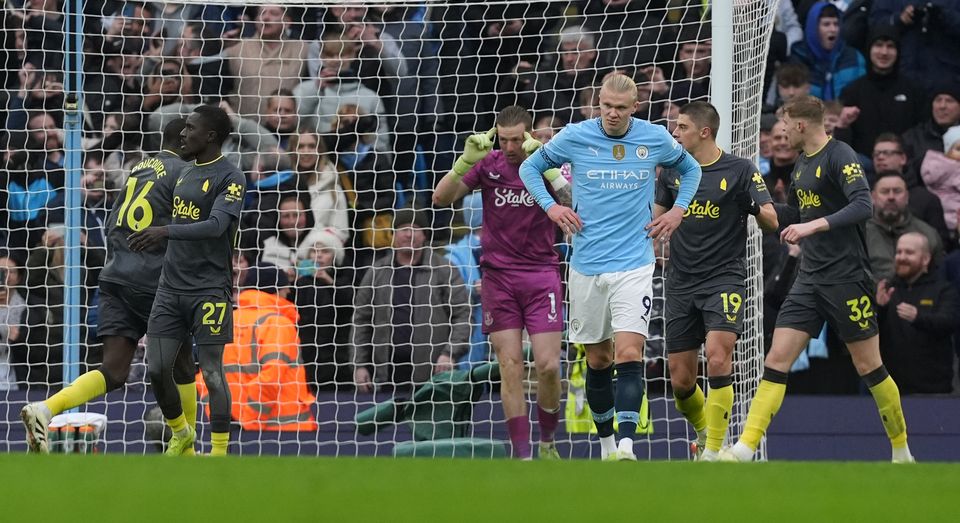 Erling Haaland missed a penalty against Everton (Martin Rickett/PA)