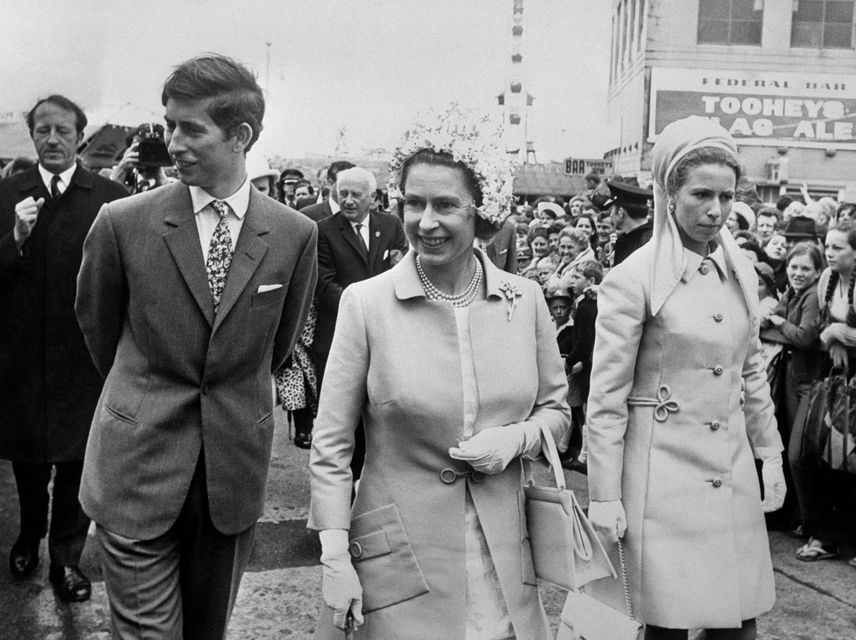 The late Queen Elizabeth II with Prince Charles and Princess Anne at the Royal Easter Show in Sydney in 1970 (PA)