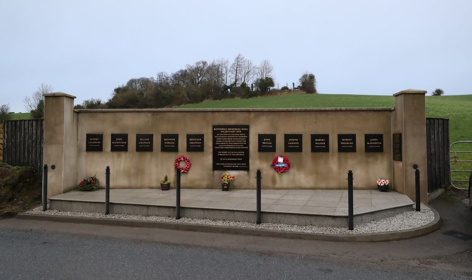 The Kingsmill memorial wall at the scene of the atrocity in Co Armagh (PA)