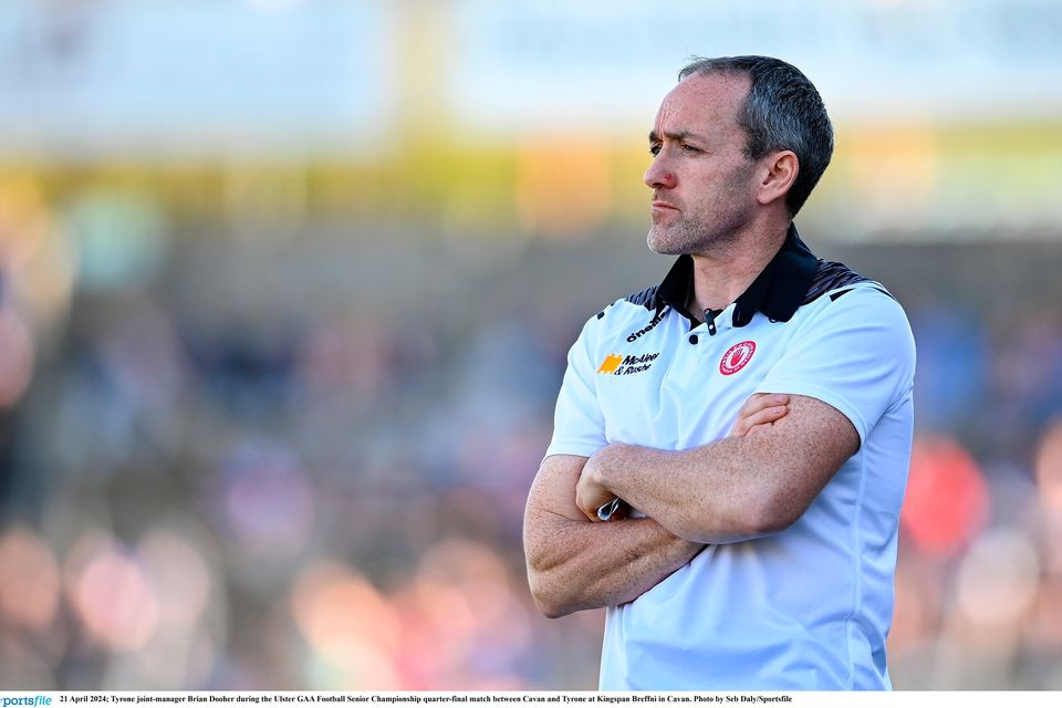 Tyrone joint-manager Brian Dooher during the Ulster GAA Football Senior Championship quarter-final win over Cavan. Photo by Seb Daly/Sportsfile