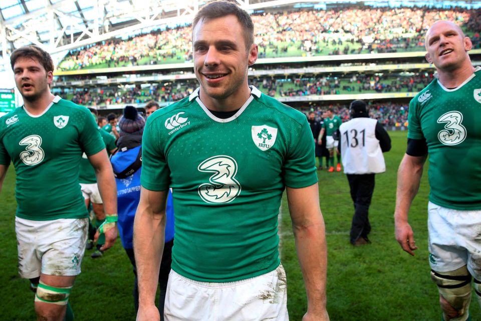 Wonderful day: Tommy Bowe leaves the field after beating England