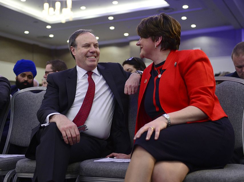 PACEMAKER BELFAST  24/11/2018
 Party Leader Arlene Foster and Deputy Leader Nigel Dodds pictured at the 2018 DUP Annual Conference at the Crown Plaza hotel in Belfast, Northern Ireland.
Picture By: Arthur Allison/Pacemaker Press