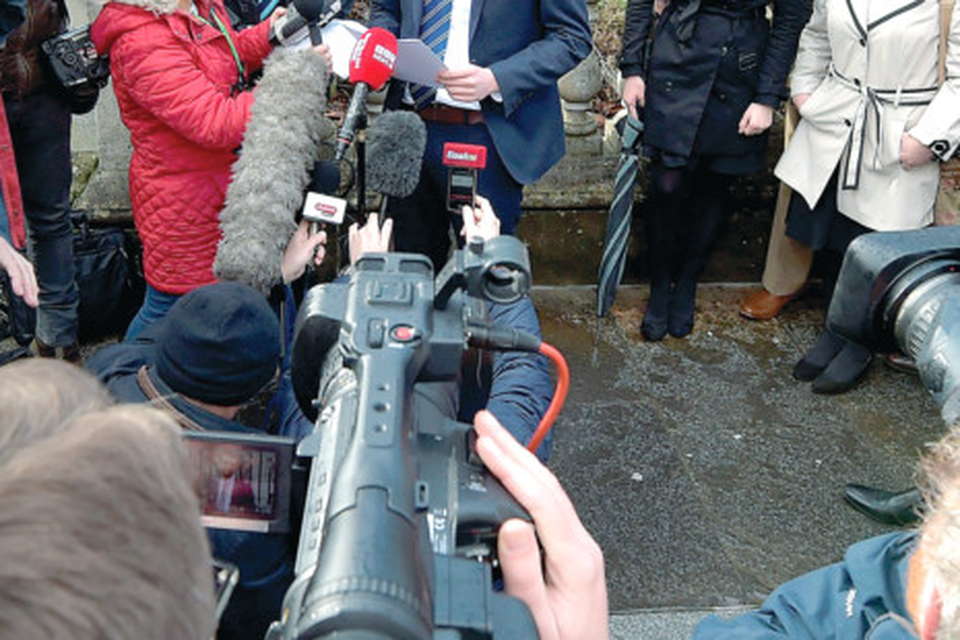 Daniel McArthur, general manager of Asher's Bakery gives a statement to the media before entering court