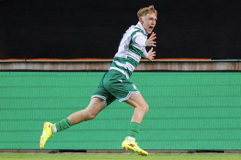 Teenager Michael Noonan struck what could prove a priceless goal for Shamrock Rovers in their Conference League play-off against Molde (Svein Ove Ekornesvag/NTB Scanpix via AP)