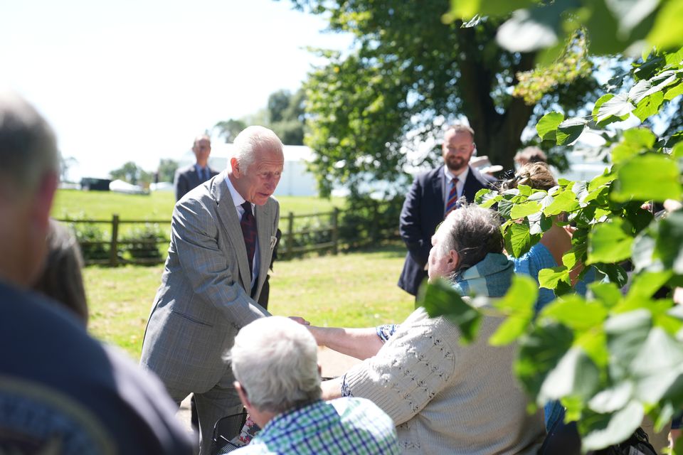 King Charles speaks with well wishers after attending a Sunday church service at St Mary Magdalene Church in Sandringham, Norfolk (Joe Giddens/PA)