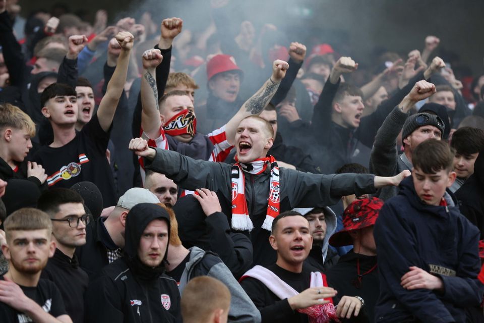 2024 Sports Direct FAI Cup Final, Aviva Stadium, Dublin 10/11/2024
Drogheda V Derry City
Derry fans before the game
Mandatory Credit ©INPHO/Lorcan Doherty