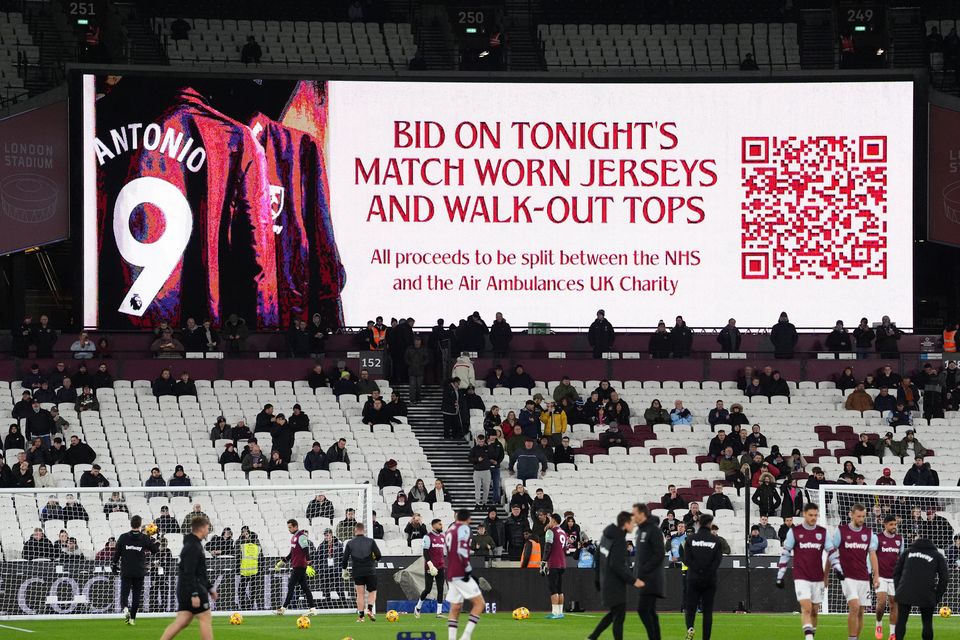 The ‘Antonio 9’ shirts will be auctioned off to raise money for the NHS and Air Ambulances UK (Adam Davy/PA).