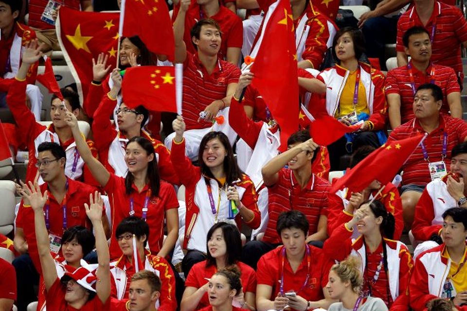 China fans cheers on their team at the London 2012 Olympic Games